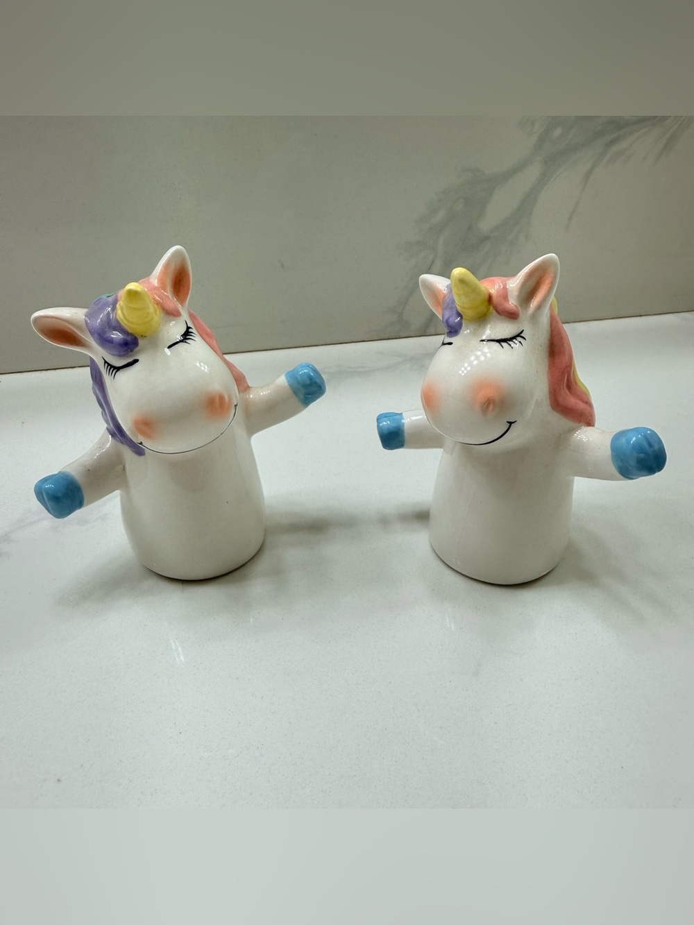 Unicorn Salt and Pepper Shakers Ceramic New Colorful Rainbow Magical Whimsical
